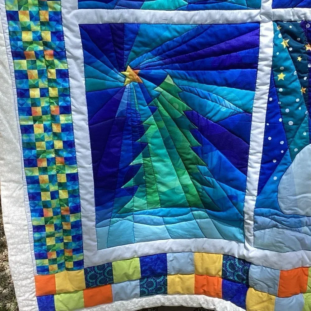 NWT. Hand Crafted Make the Season Bright Lap Quilt